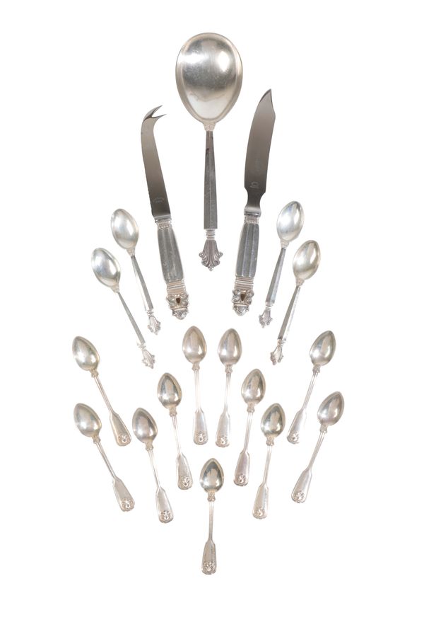 A SMALL GROUP OF SILVER FLATWARE,