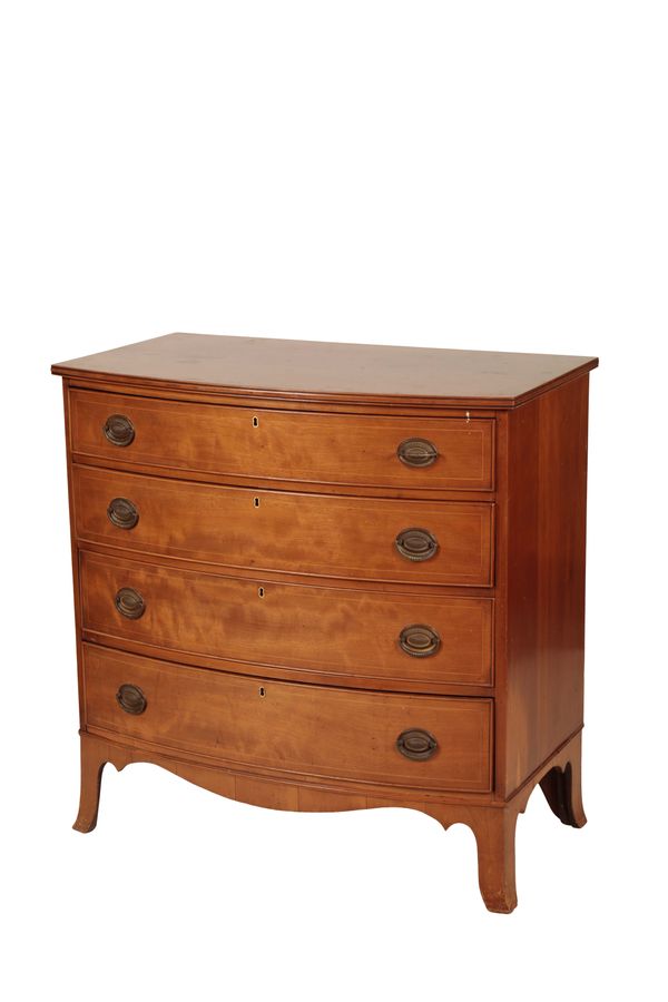 A NEW ENGLAND MAHOGANY 'SWELL FRONT' CHEST OF DRAWERS,