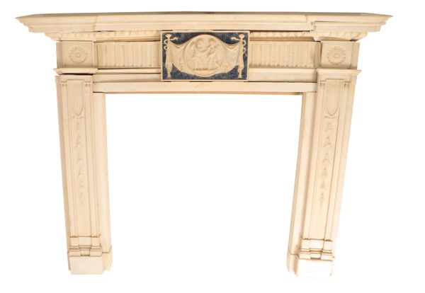 A FINE GEORGE III CARVED WHITE MARBLE CHIMNEYPIECE,