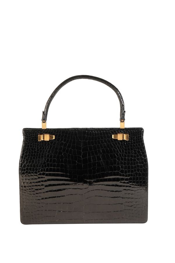 A 'CROCODILE SKIN' LADIES HANDBAG BY ASPREY