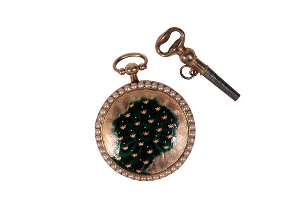 GOLD AND ENAMEL LADY'S FOB WATCH