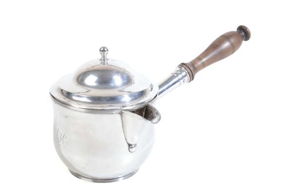 A GEORGE III SILVER TODDY PAN AND COVER,