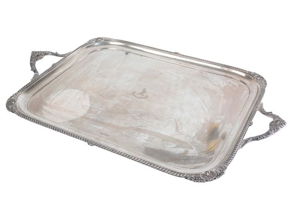 A GEORGE V SILVER TRAY BY MAPPIN & WEBB,