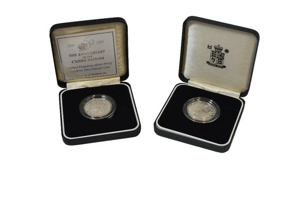 COLLECTION OF SILVER PROOF TWO POUND COINS:
