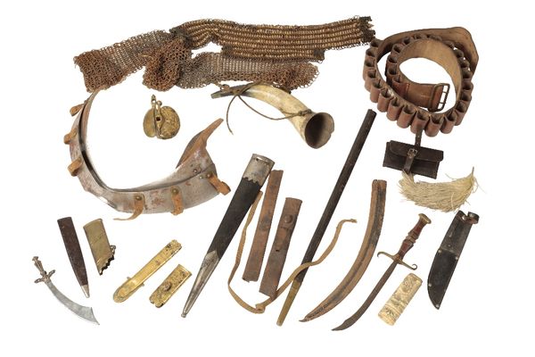 A COLLECTION OF VARIOUS ARMOUR, GUN AND SWORD PARTS