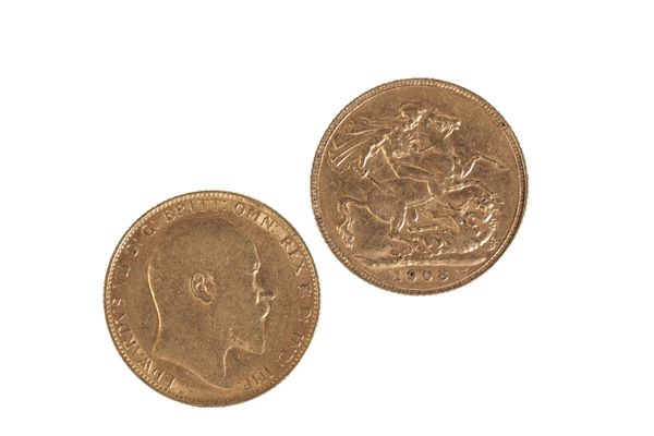 EDWARD VII 1902 AND 1908 GOLD SOVEREIGNS