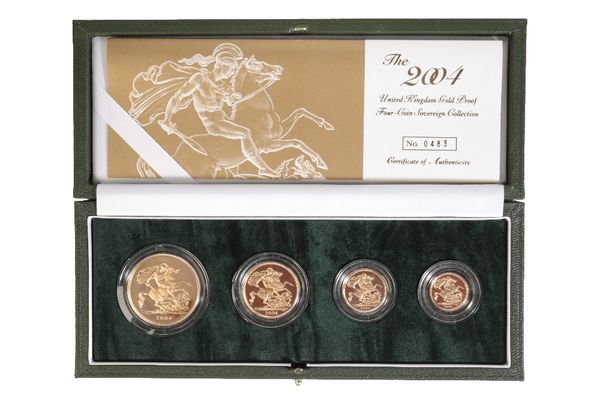 2004 UNITED KINGDOM GOLD PROOF SOVEREIGN FOUR COIN SET