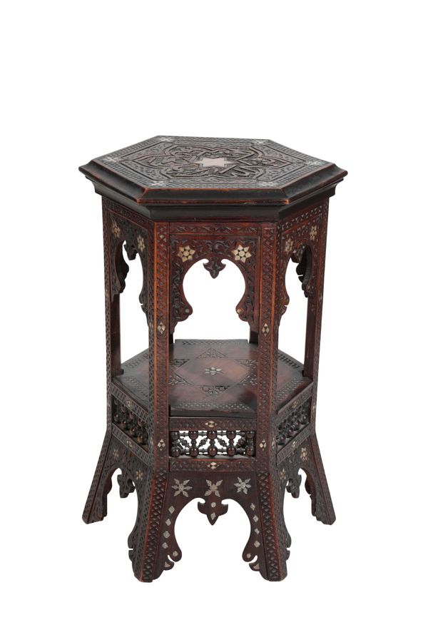 MANNER OF LIBERTY & CO : A MOORISH HEXAGONAL OCCASIONAL TABLE