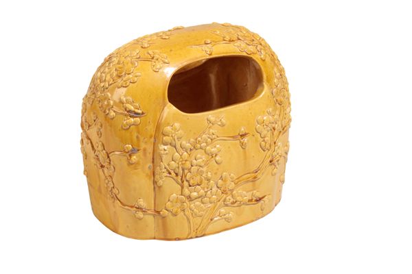 UNUSUAL AMBER-GLAZED 'PRUNUS' VESSEL, QING DYNASTY