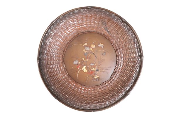 JAPANESE MIXED METAL BRONZE LOW DISH, MEIJI PERIOD