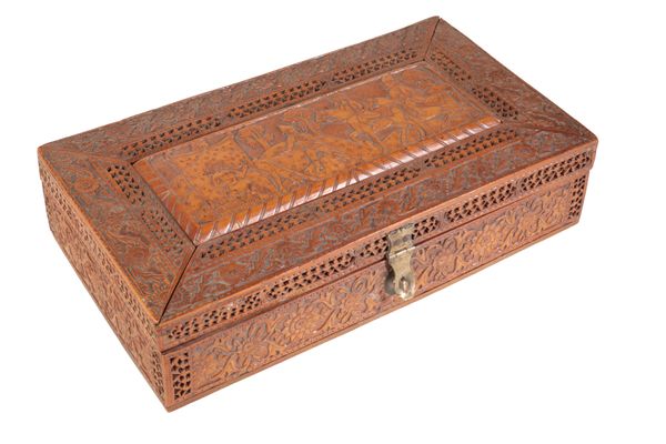CARVED SANDALWOOD BOX, INDIA, 19TH CENTURY