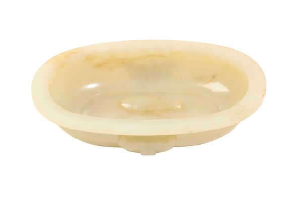 WHITE JADE 'TWIN-FISH' OVAL DISH