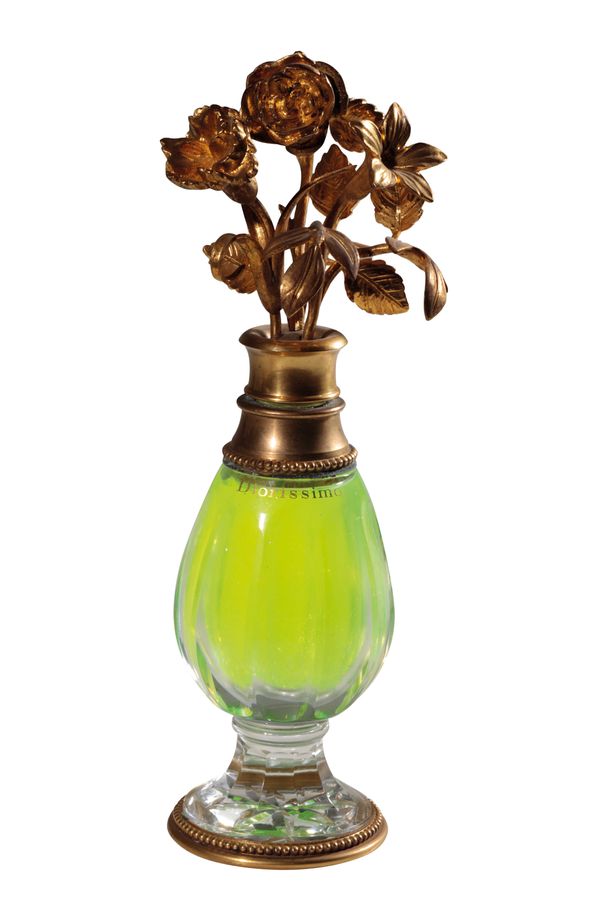 BACCARAT FOR CHRISTIAN DIOR: A 'DIORISSIMO' SCENT FLASK WITH GILT-METAL FOLIATE STOPPER