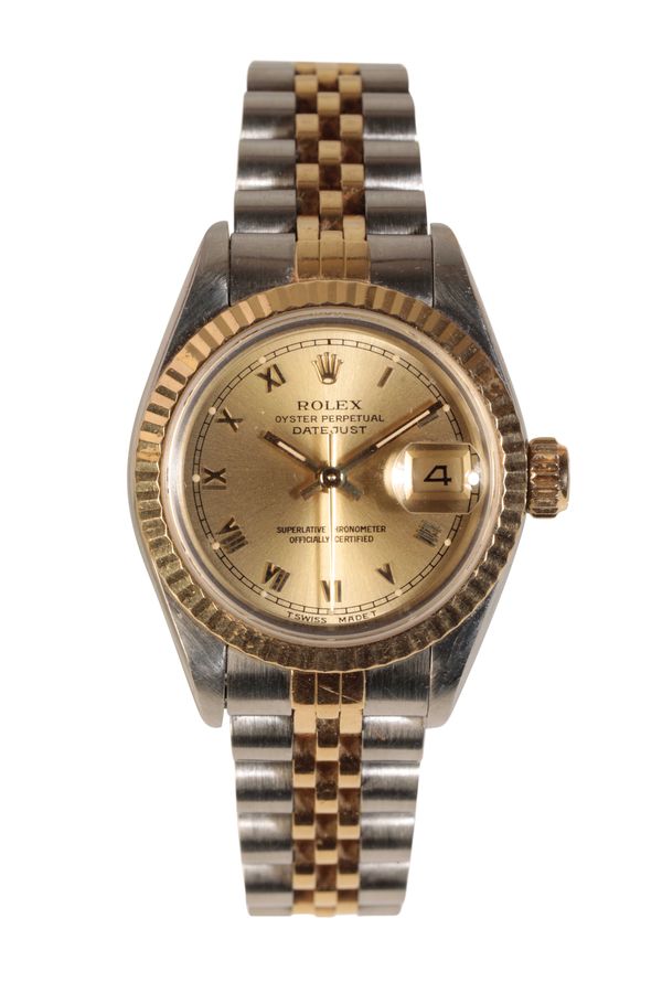 ROLEX OYSTER PERPETUAL DATE JUST LADY'S BI-METAL BRACELET WATCH