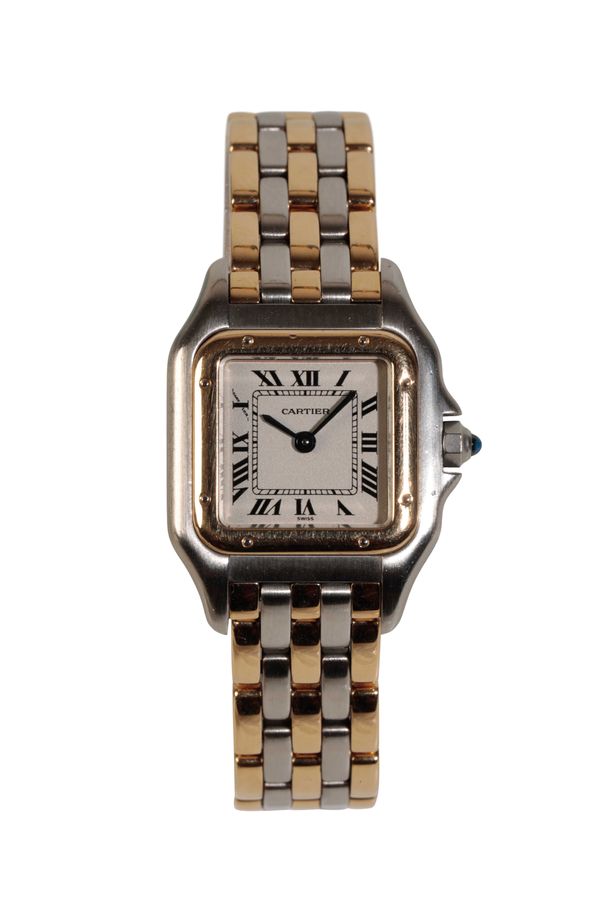 CARTIER PANTHERE LADY'S STEEL & GOLD BRACELET WATCH