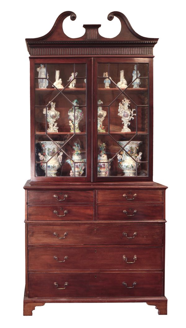 A GEORGE III MAHOGANY SECRETAIRE BOOKCASE