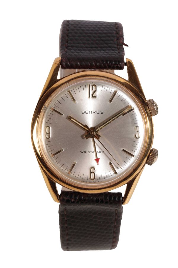 BENRUS WRIST ALARM GOLD PLATED GENTLEMAN'S WRIST WATCH