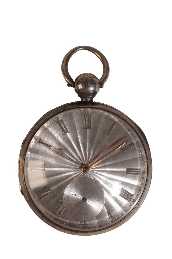 A GENTLEMAN'S SILVER OPEN FACE POCKET WATCH