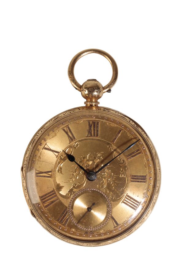 18 CT GOLD GENTLEMAN'S OPEN FACE POCKET WATCH