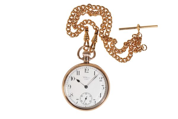 WALTHAM 9 CT GOLD GENTLEMAN'S OPEN FACE POCKET WATCH