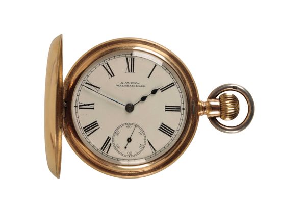 WALTHAM GOLD PLATED GENTLEMAN'S HALF-HUNTER POCKET WATCH