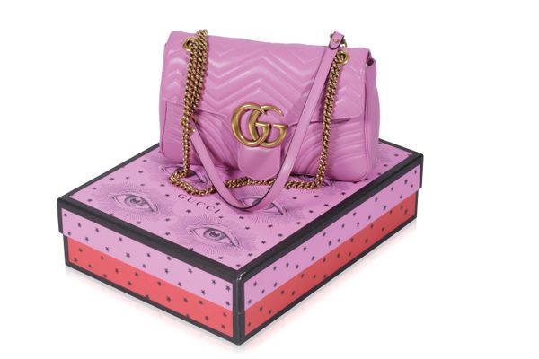 GUCCI SHOCKING PINK STITCHED LEATHER SHOULDER BAG,