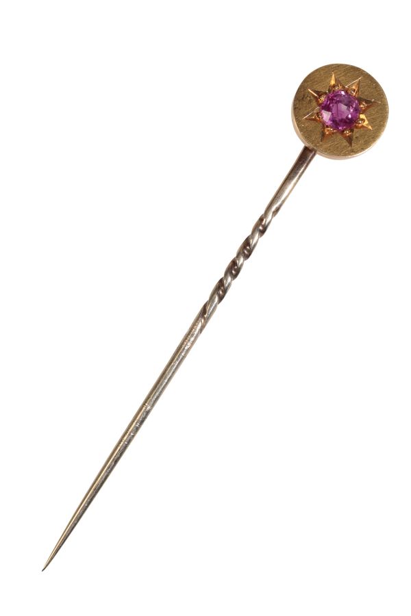 A VICTORIAN NATURAL BURMESE RUBY STICK PIN