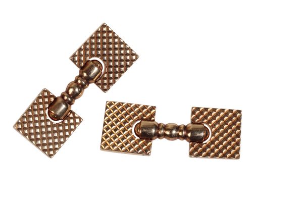 A PAIR OF FRENCH CARTIER HINGED CUFFLINKS IN 14CT YELLOW GOLD