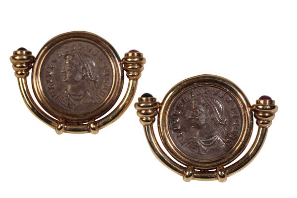 A PAIR OF CONSTANTIUS II 300 A.D. SILVER COIN EARRINGS