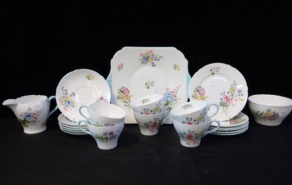 A SHELLEY TEA SET FOR SIX