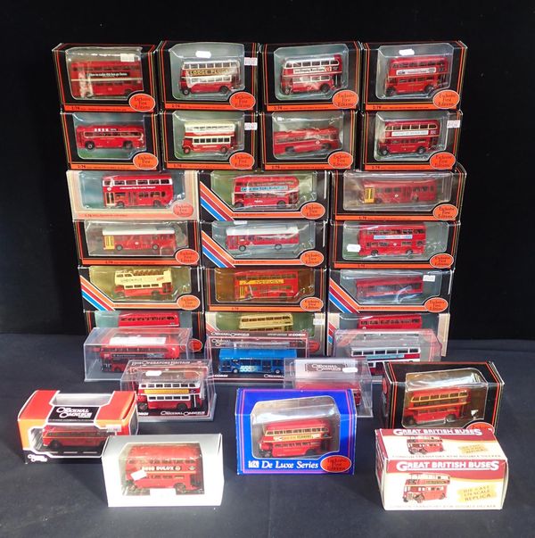 A COLLECTION OF DIE CAST BUSES AND COACHES