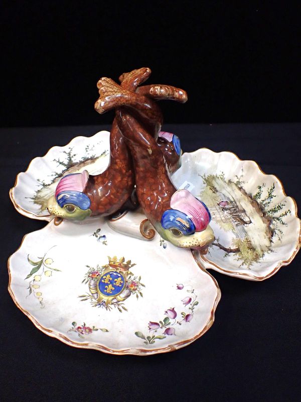 A FRENCH FAIENCE SWEETMEAT DISH OR CENTREPIECE