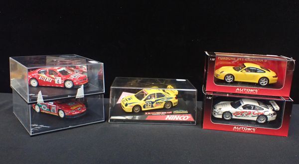 FIVE BOXED SLOT CARS