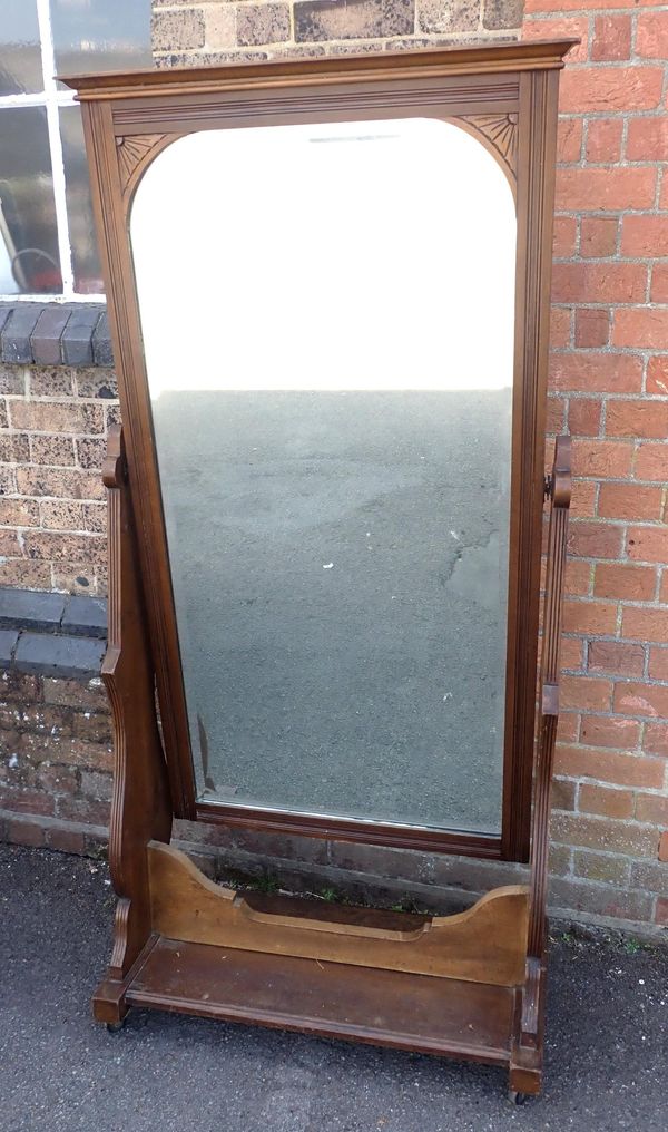 A LATE 19th CENTURY CHEVAL MIRROR