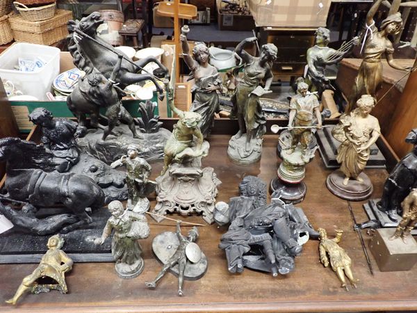 A QUANTITY OF LATE 19th/20th CENTURY SPELTER FIGURES