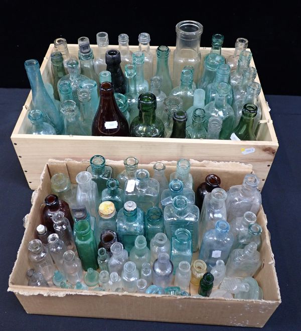 A COLLECTION OF VINTAGE GLASS BOTTLES