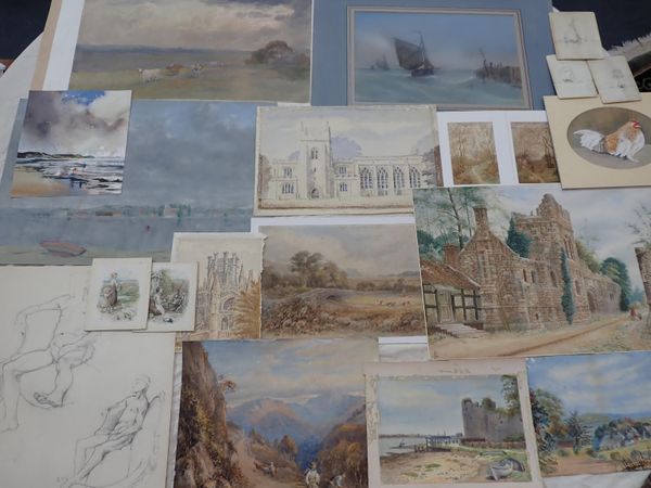 A FOLIO OF 19th CENTURY AND LATER WATERCOLOURS
