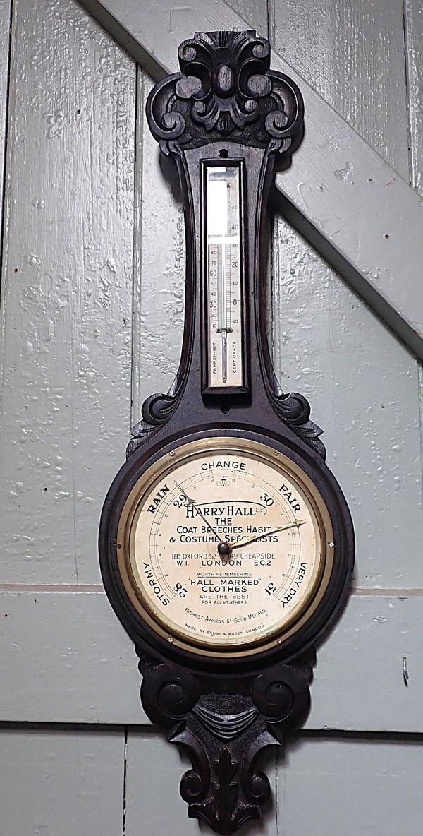 AN ADVERTISING BAROMETER; 'HARRY HALL Ltd, 'THE' COAT BREECHES HABIT & COSTUME SPECIALISTS'