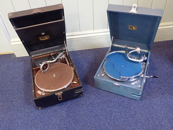 HMV PORTABLE GRAMOPHONE MODEL No.97 C, BLUE CASE