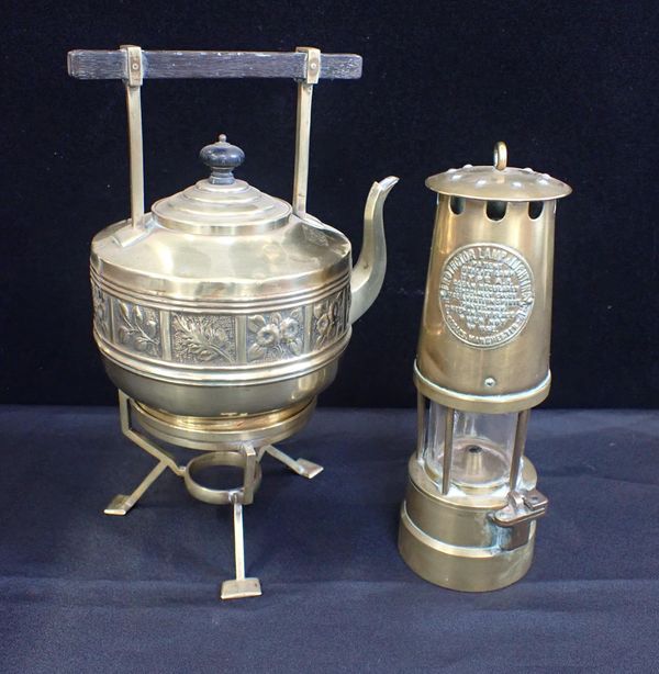 A BRASS MINER'S LAMP; PROTECTOR LAMP & LIGHTING Co Ltd