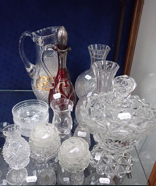 A GILDED CRYSTAL BOHEMIA WATER JUG