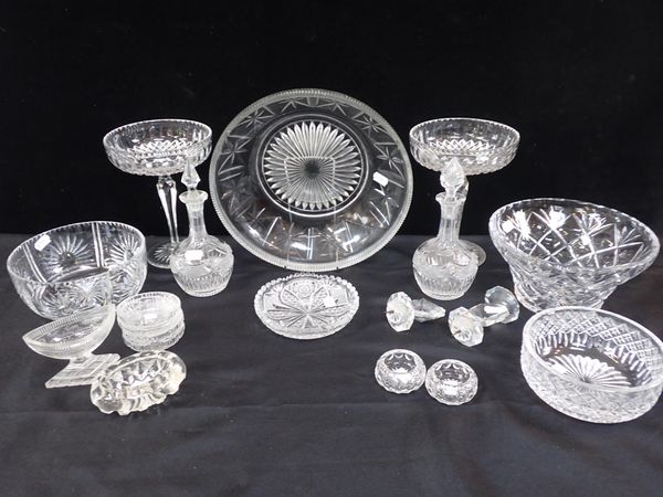 A PAIR OF CUT GLASS SMALL DECANTERS