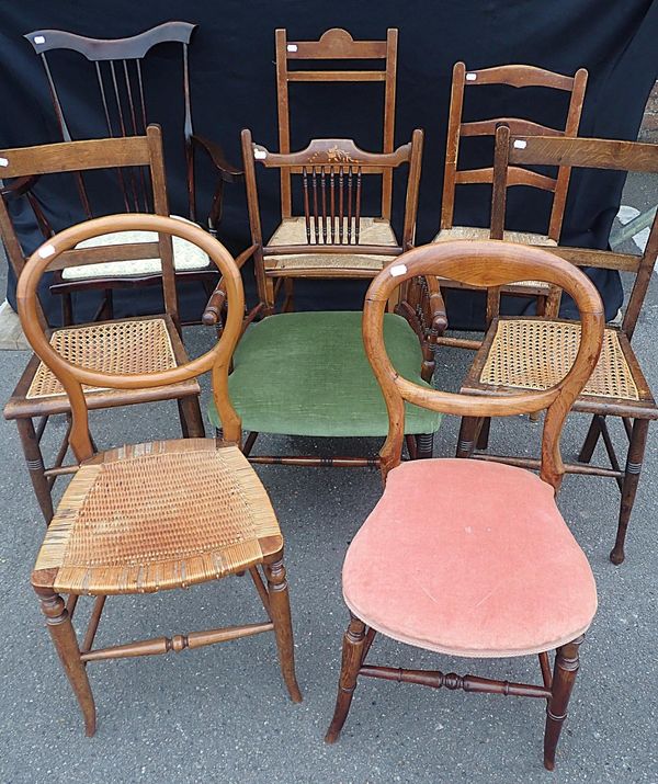 AN EDWARDIAN INLAID MAHOGANY OPEN ARMCHAIR