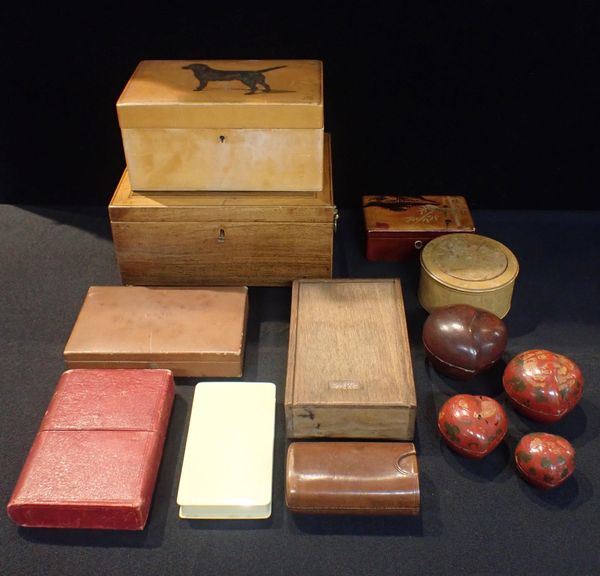 A COLLECTION OF BOXES AND CONTAINERS