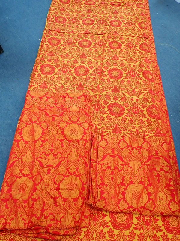 THREE GOTHIC REVIVAL DESIGN FABRIC BANQUETING CLOTHS