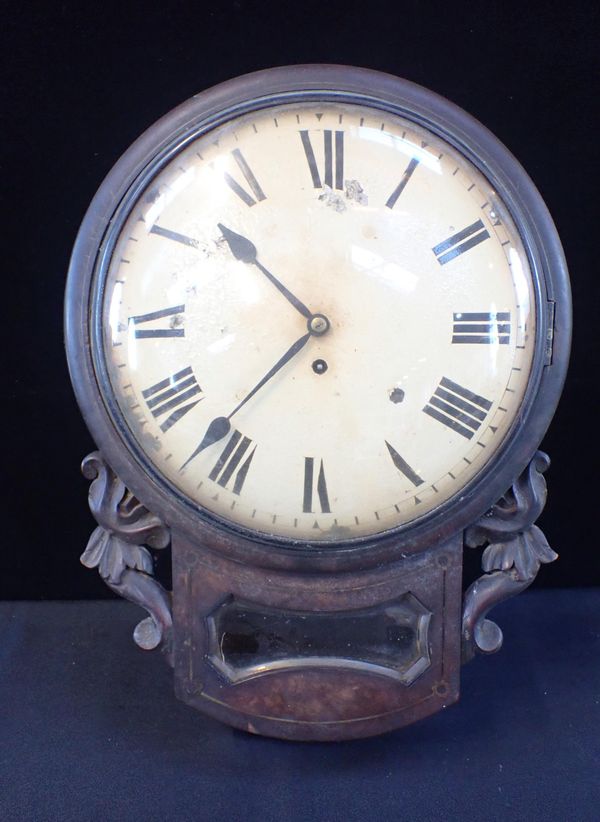 A 19th CENTURY MAHOGANY-CASED FUSEE DROP-DIAL CLOCK