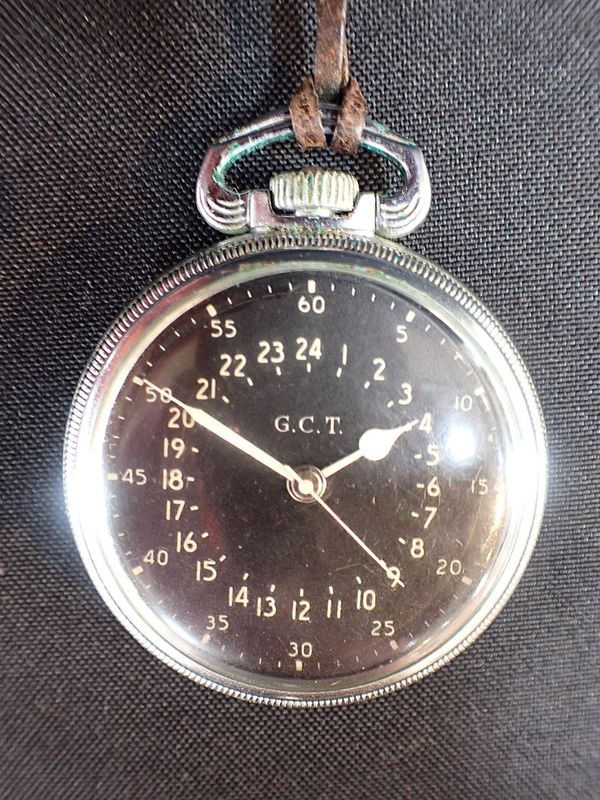 A WWII  HAMILTON G.C.T. NAVIGATOR'S POCKET WATCH
