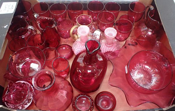 A QUANTITY OF CRANBERRY GLASS