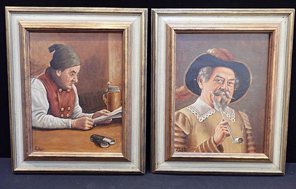 A PAIR OF CONTINENTAL OIL ON CANVAS CHARACTER STUDIES