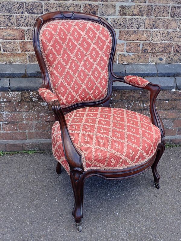 A 19th CENTURY ROSEWOOD FAUTEUIL